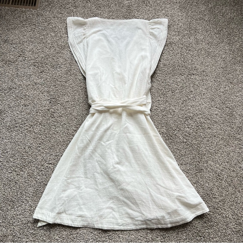 Madewell Ruffle-Sleeve Wrap Mini Dress in White, Size Small - Picture 7 of 10